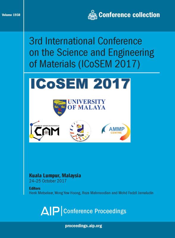 Cover of Volume 1958: 3rd International Conference on the Science and Engineering of Materials (ICoSEM 2017)