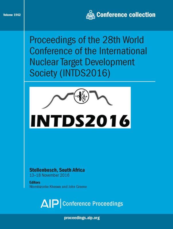Cover of Volume 1962: Proceedings of the 28th World Conference of the International Nuclear Target Development Society (INTDS2016).