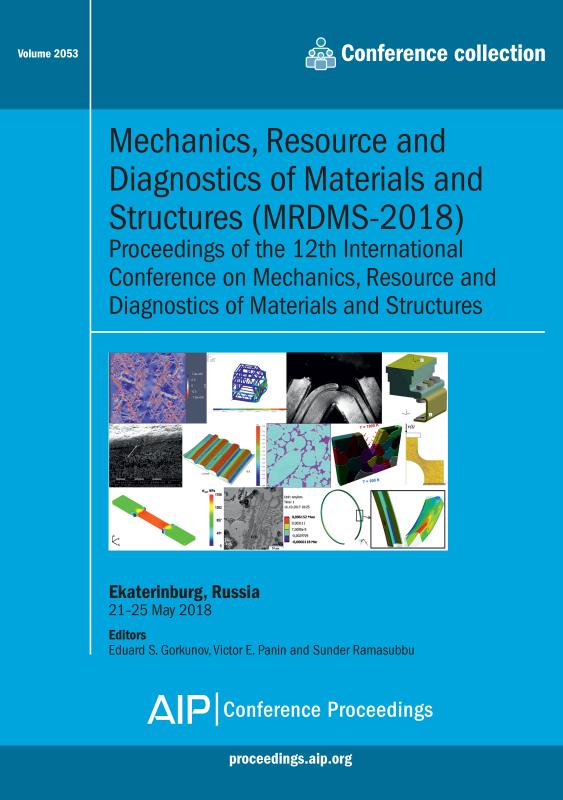 Cover of Volume 2053: Mechanics, Resource and Diagnostics of Materials and Structures (MRDMS-2018)