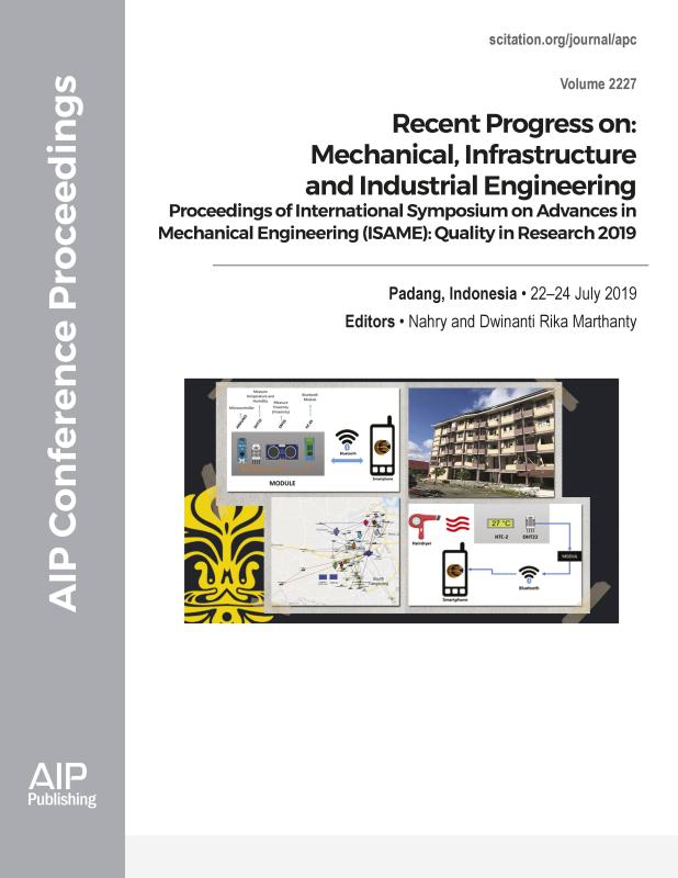 Cover of Volume 2227: Recent Progress on: Mechanical, Infrastructure and Industrial Engineering