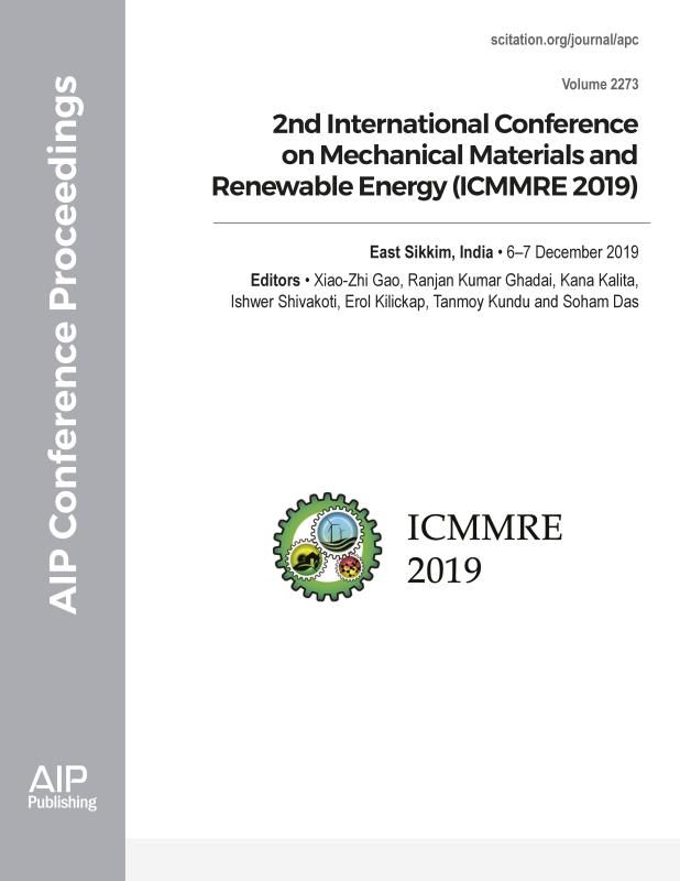 Cover of Volume 2273: 2nd International Conference on Mechanical Materials and Renewable Energy (ICMMRE 2019)