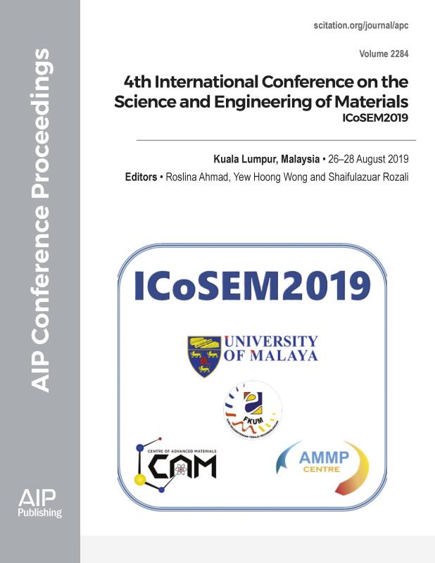 Cover of Volume 2284: 4th International Conference on the Science and Engineering of Materials