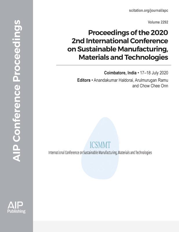 Cover of Volume 2292: Proceedings of the 2020 2nd International Conference on Sustainable Manufacturing, Materials and Technologies 