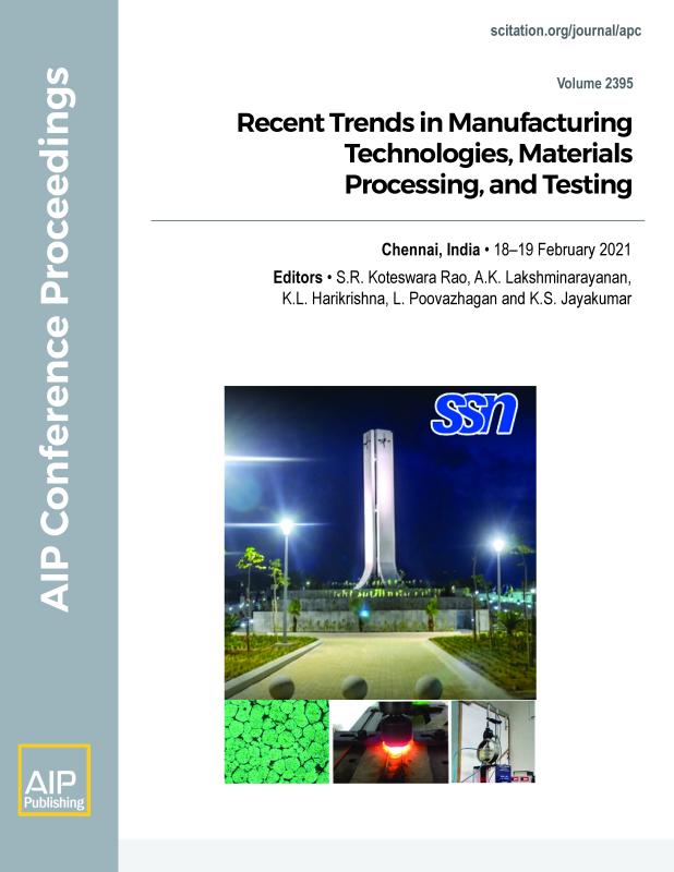Cover of Volume 2395: Recent Trends in Manufacturing Technologies, Materials Processing, and Testing 