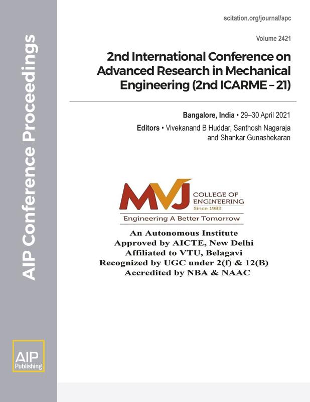 Cover of Volume 2421: 2nd International Conference on Advanced Research in Mechanical Engineering (2nd ICARME  21)