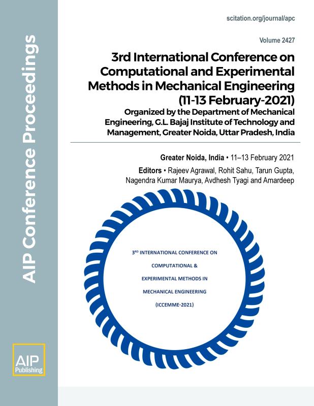 Cover of Volume 2427: 3rd International Conference on Computational and Experimental Methods in Mechanical Engineering (11- 13 February-2021)