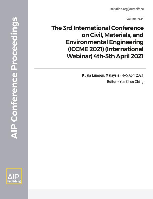 Cover of Volume 2441: The 3rd International Conference on Civil, Materials, and Environmental Engineering 
(ICCME 2021) (International Webinar)
4th-5th April 2021 