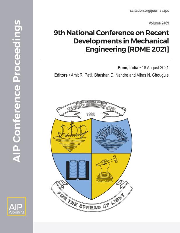 Cover of Volume 2469: 9th National Conference on Recent Developments in Mechanical Engineering [RDME 2021]
