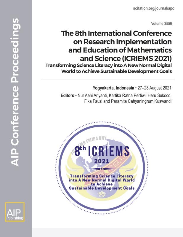 Cover of Volume 2556: The 8th International Conference on Research Implementation and Education of Mathematics and Science (ICRIEMS 2021)