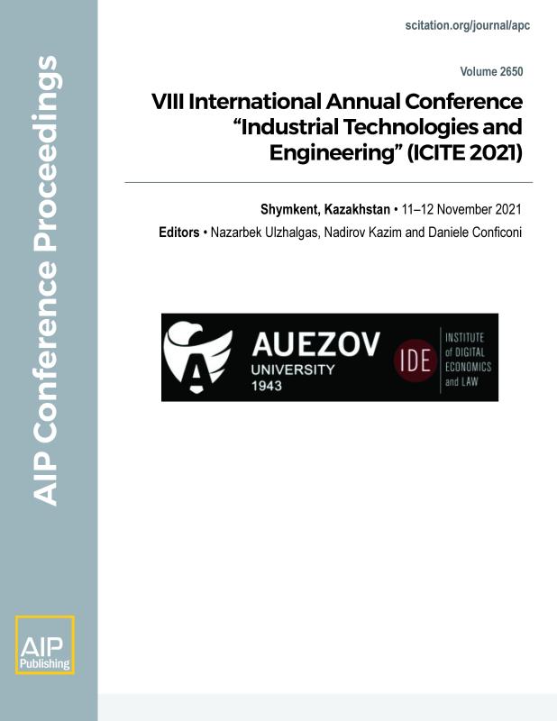 Cover of Volume 2650: VIII International Annual Conference "Industrial Technologies and Engineering" (ICITE 2021)