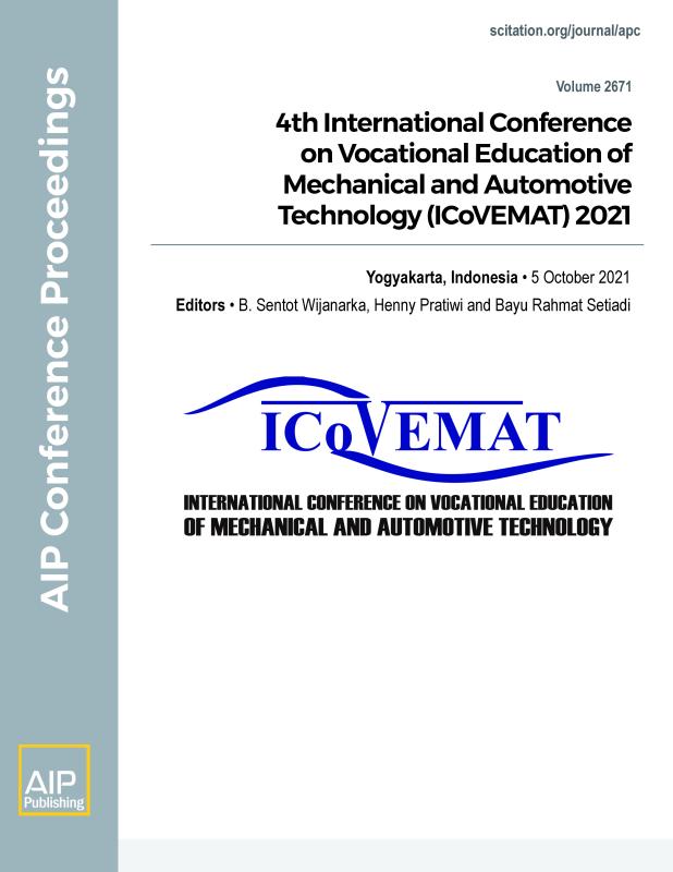 Cover of Volume 2671: 4th INTERNATIONAL CONFERENCE on VOCATIONAL EDUCATION of MECHANICAL and AUTOMOTIVE TECHNOLOGY (ICoVEMAT) 2021