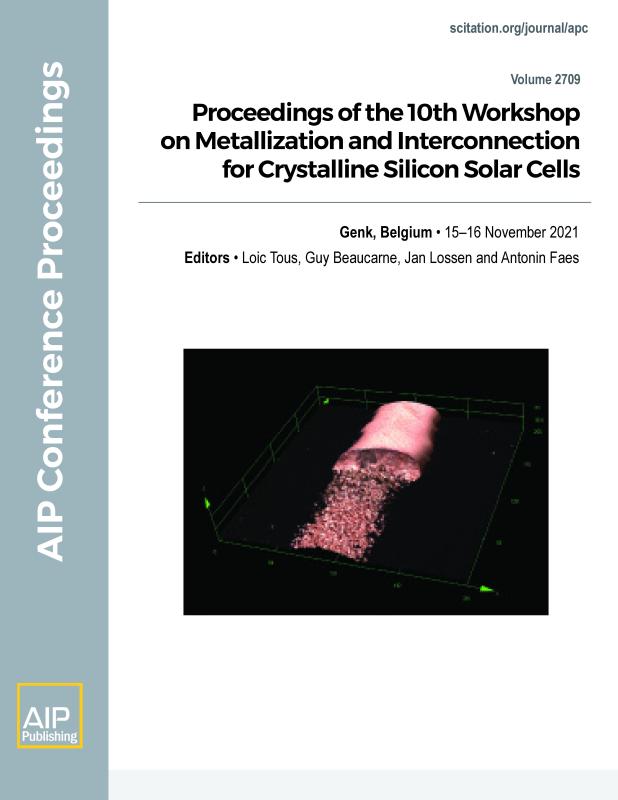 Cover of Volume 2709: Proceedings of the 10th Workshop on Metallization and Interconnection for Crystalline Silicon Solar Cells