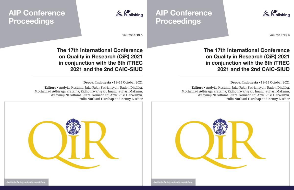 Cover of Volume 2710: The 17th International Conference on Quality in Research (QiR) 2021 in conjunction with the 6th iTREC 2021 and the 2nd CAIC-SIUD