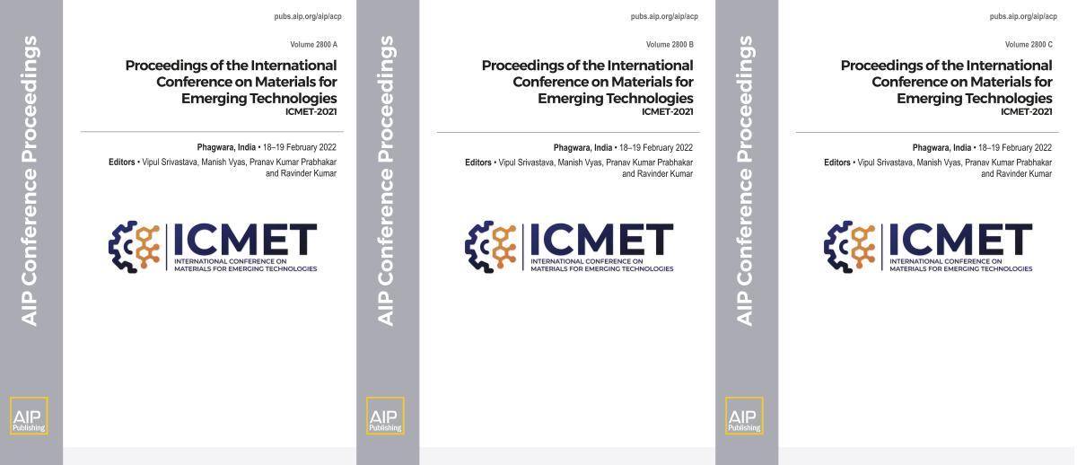 Cover of Volume 2800: Proceedings of the International Conference of Emerging Technologies