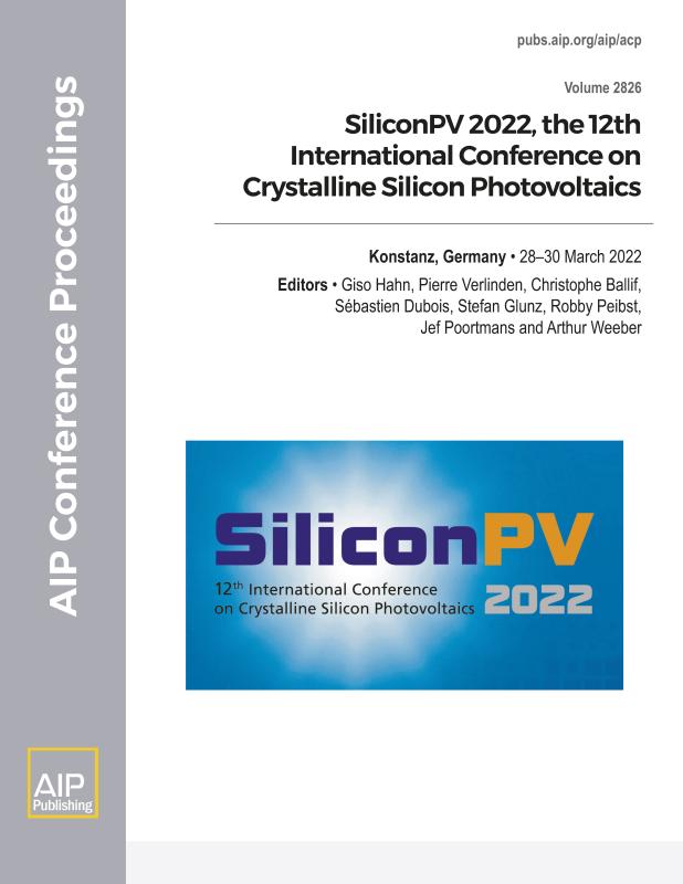 Cover of Volume 2826: SiliconPV 2022, the 12th International Conference on Crystalline Silicon Photovoltaics