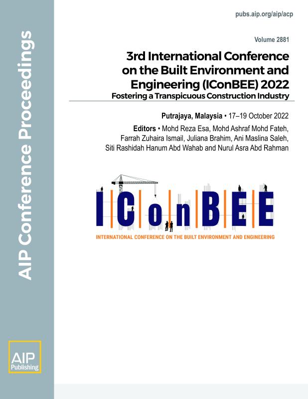 Cover of Volume 2881: 3rd International Conference on the Built Environment and Engineering (IConBEE) 2022