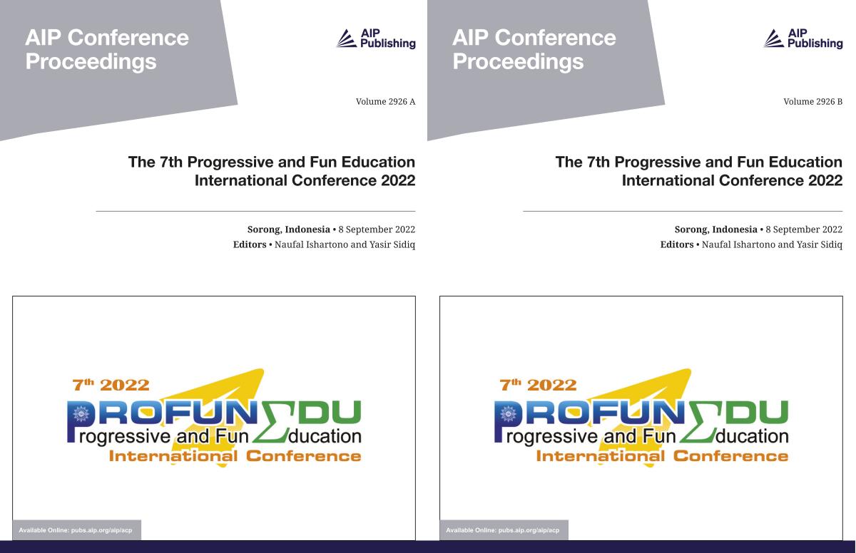 Cover of Volume 2926: The 7th Progressive and Fun Education International Conference 2022