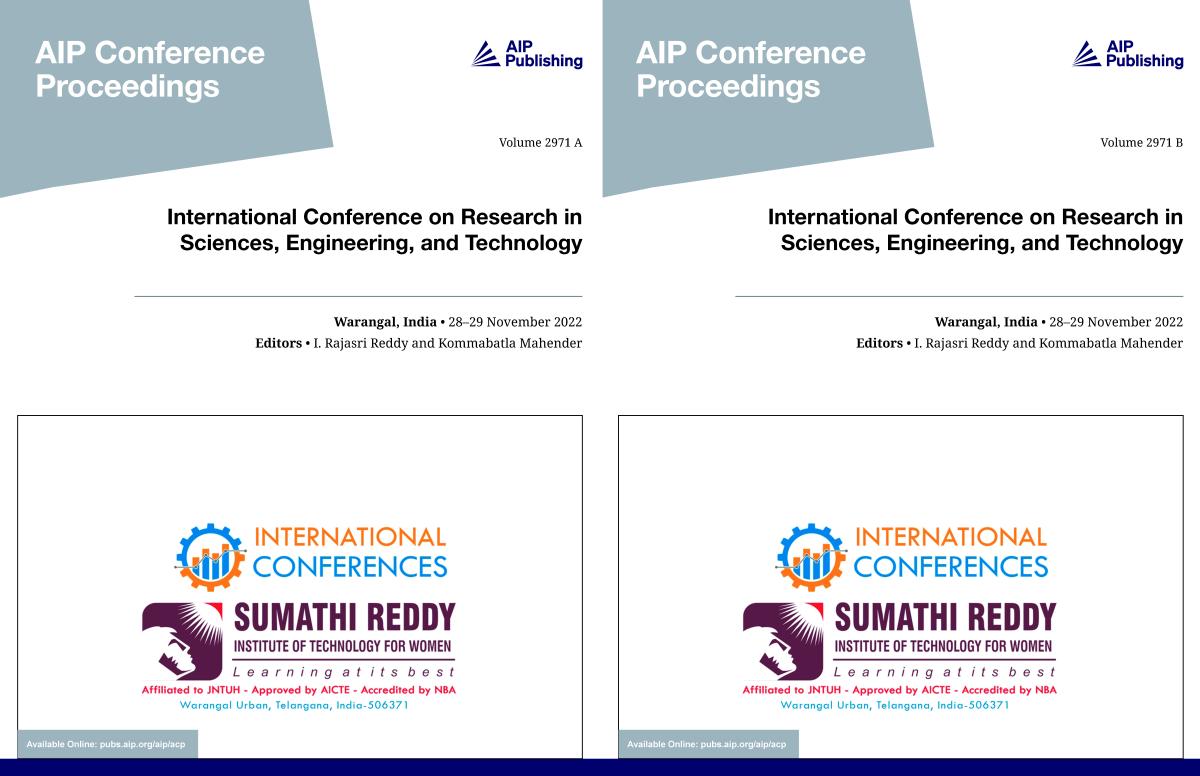 Cover of Volume 2971: International Conference on Research in Sciences, Engineering &Technology - 2022