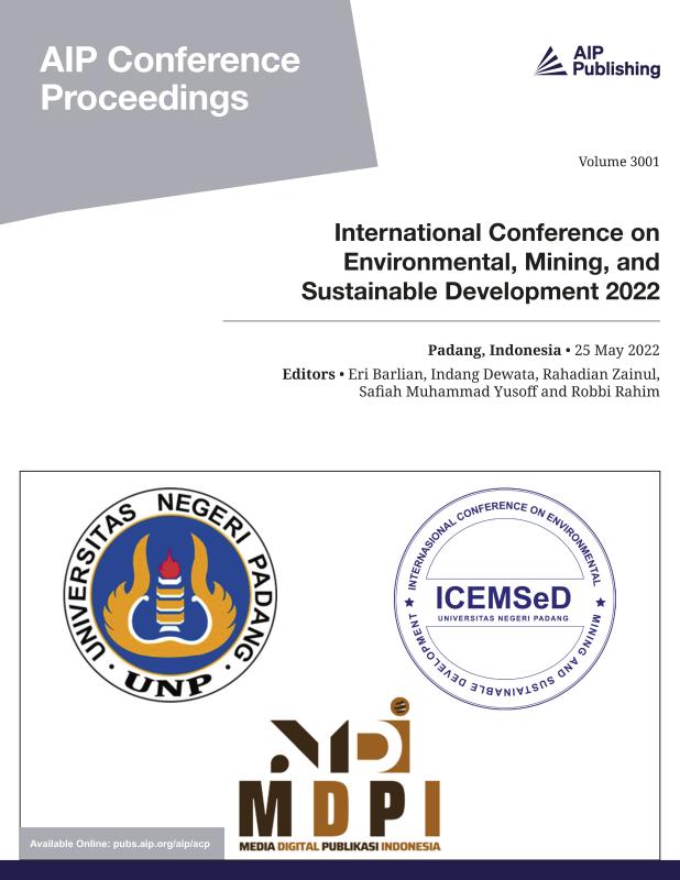 Cover of Volume 3001: International Conference on Environmental, Mining, and Sustainable Development 2022