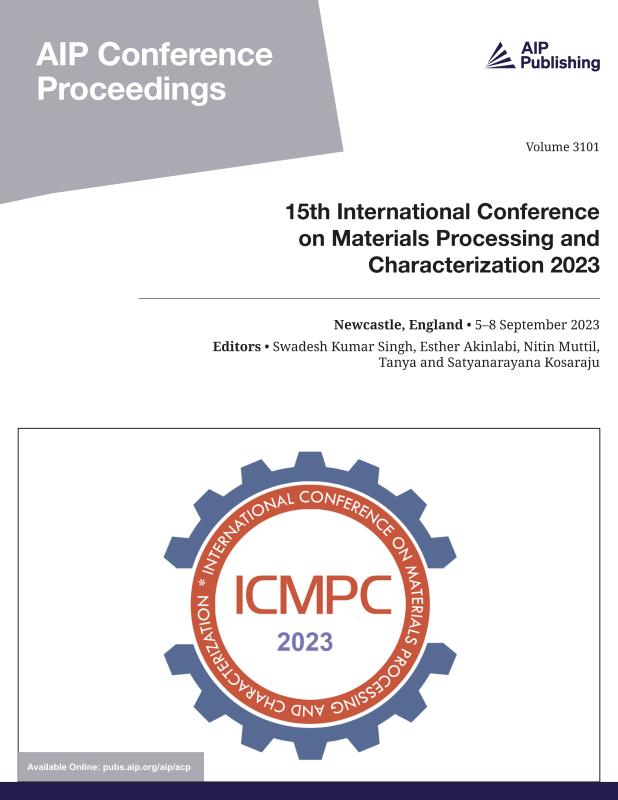 Cover of Volume 3101: 15th International Conference on Materials Processing and Characterization 2023