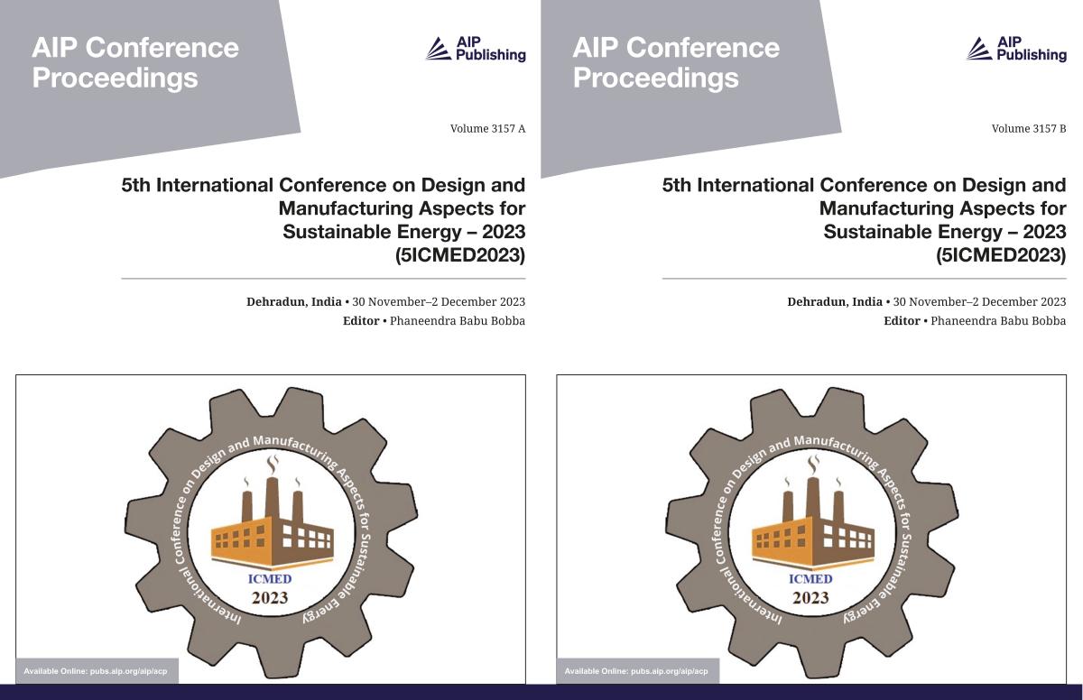 Cover of Volume 3157: 5th International Conference on Design and Manufacturing Aspects for Sustainable Energy  2023 (5ICMED2023)
