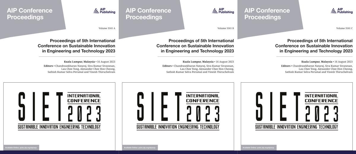 Cover of Volume 3161: Proceedings of 5th International Conference on Sustainable Innovation in Engineering and Technology 2023