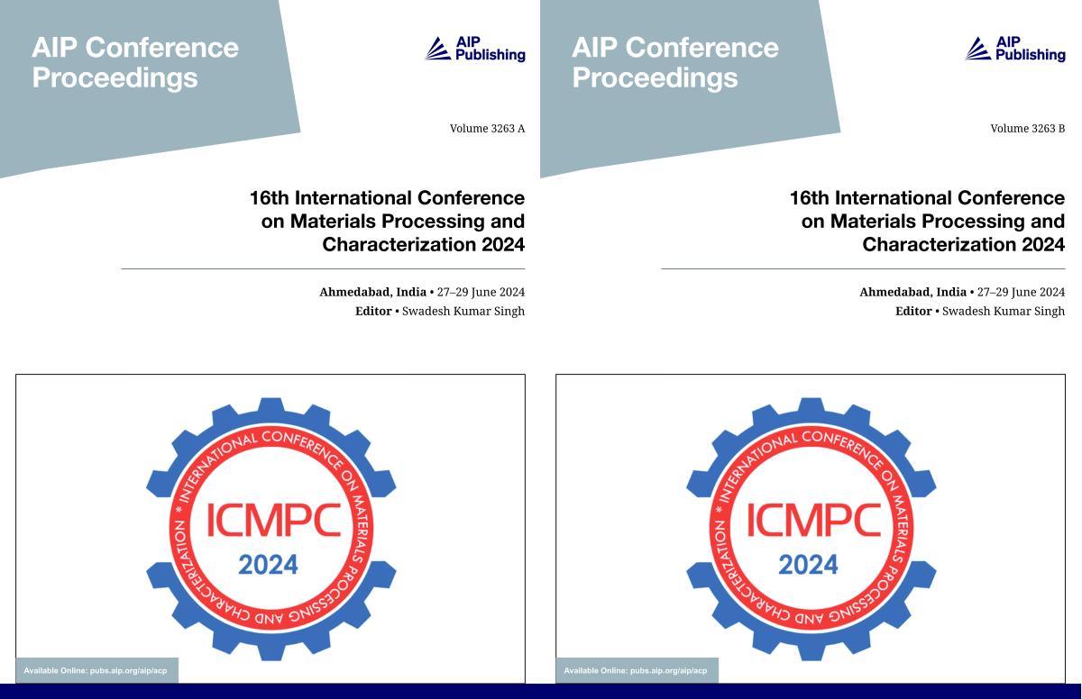 Cover of Volume 3263: 16th International Conference on Materials Processing and Characterization 2024