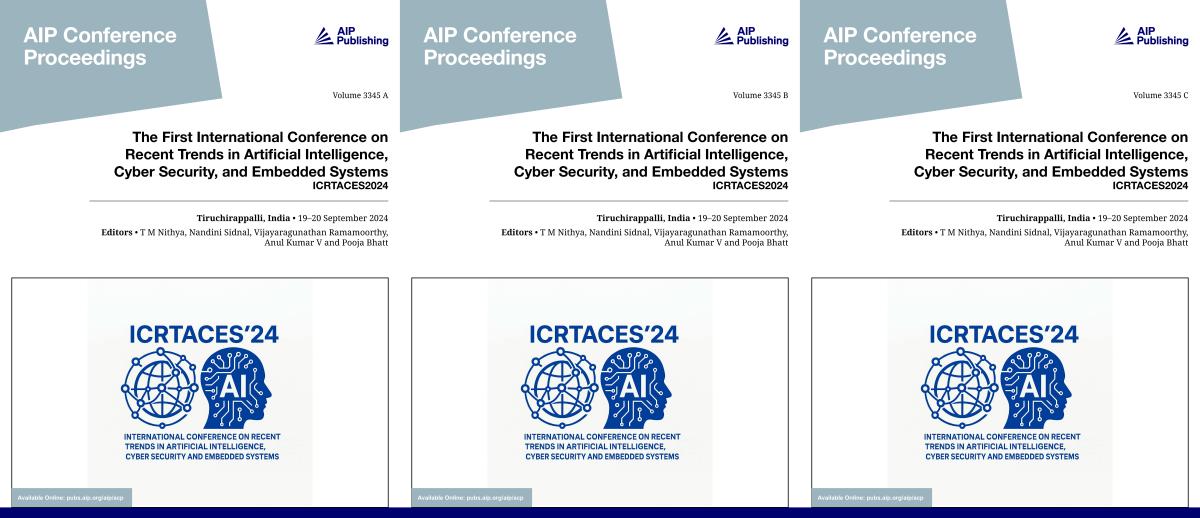 Cover of Volume 3345: The First International Conference on Recent Trends in Artificial Intelligence, Cyber Security, and Embedded Systems